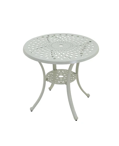 30 Inches Outdoor Dining Table with Umbrella Hole Cast Aluminium Patio Bistro Table Outdoor Round Bistro Table, Bronze