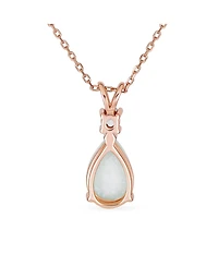 Bling Jewelry Classic Simple Cz Infinity Accent 3- 5CT Solitaire Teardrop White Rainbow Created Opal Pendant Necklace Rose Gold Plated .925 Sterling S