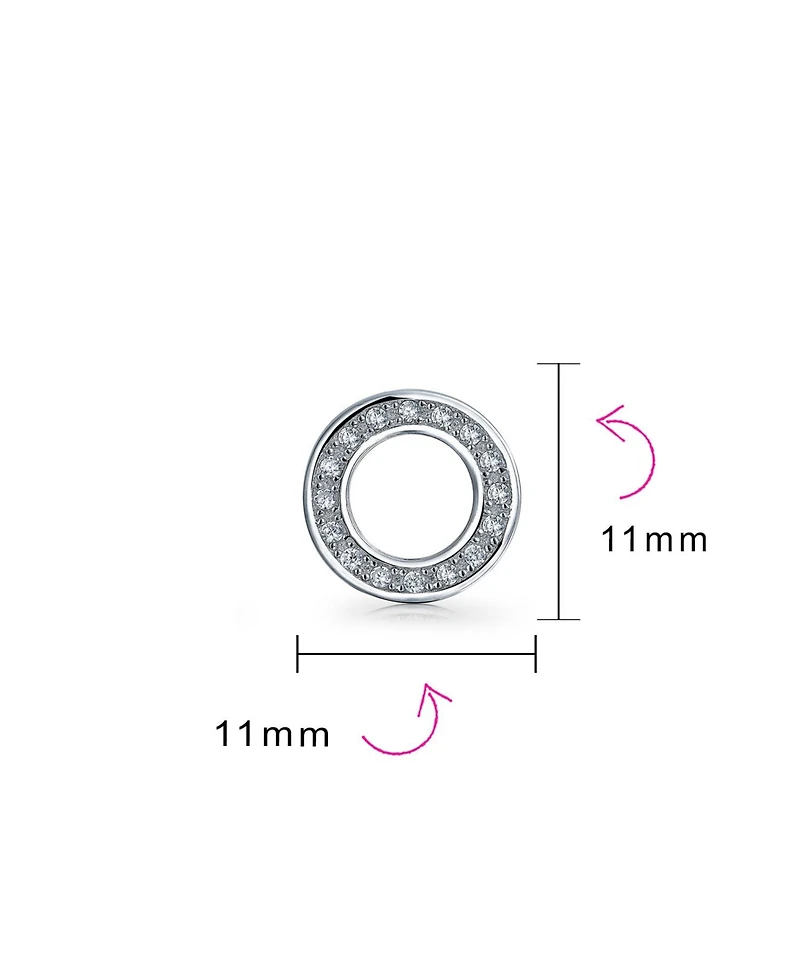 Bling Jewelry Geometric Pave Cubic Zirconia Open Circle Round Disc O Cz Stud Earrings Rose Gold Plated .925 Sterling Silver