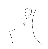 Bling Jewelry Created Blue Opal Beach Tropical Inlay Palm Tree Dangle French Wire Earrings .925 Sterling Silver