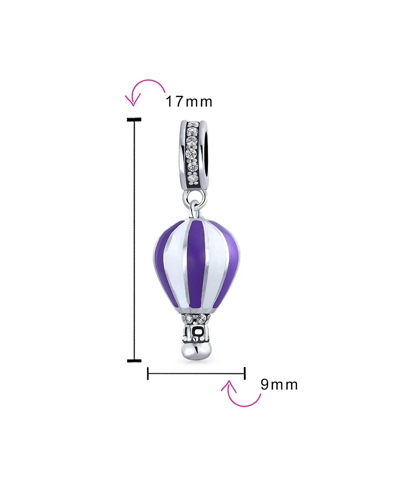 Bling Jewelry Vacation Travel Crystal Hot Air Balloon Dangle Charm Bead European Bracelet
