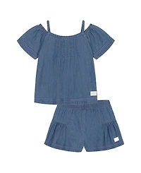 Calvin Klein Toddler and Little Girls 2-Piece Denim Top Skort Set