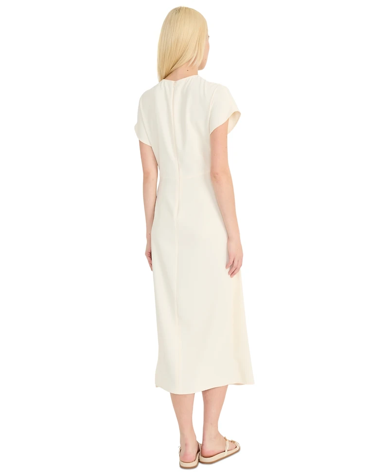 Luxely Women's Tie-Front Short-Sleeve Faux-Wrap Midi Dress