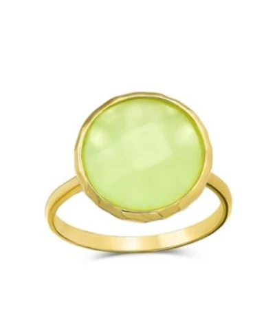 Bling Jewelry Multifaceted Seafoam Green Simulated Chalcedony Or Pink Simulated Rose Quartz Statement Ring 14K Gold Plated .925 Silver