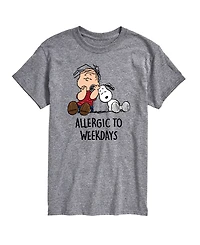 Airwaves Men's Peanuts Allergic To Weekdays Short Sleeve T-Shirt