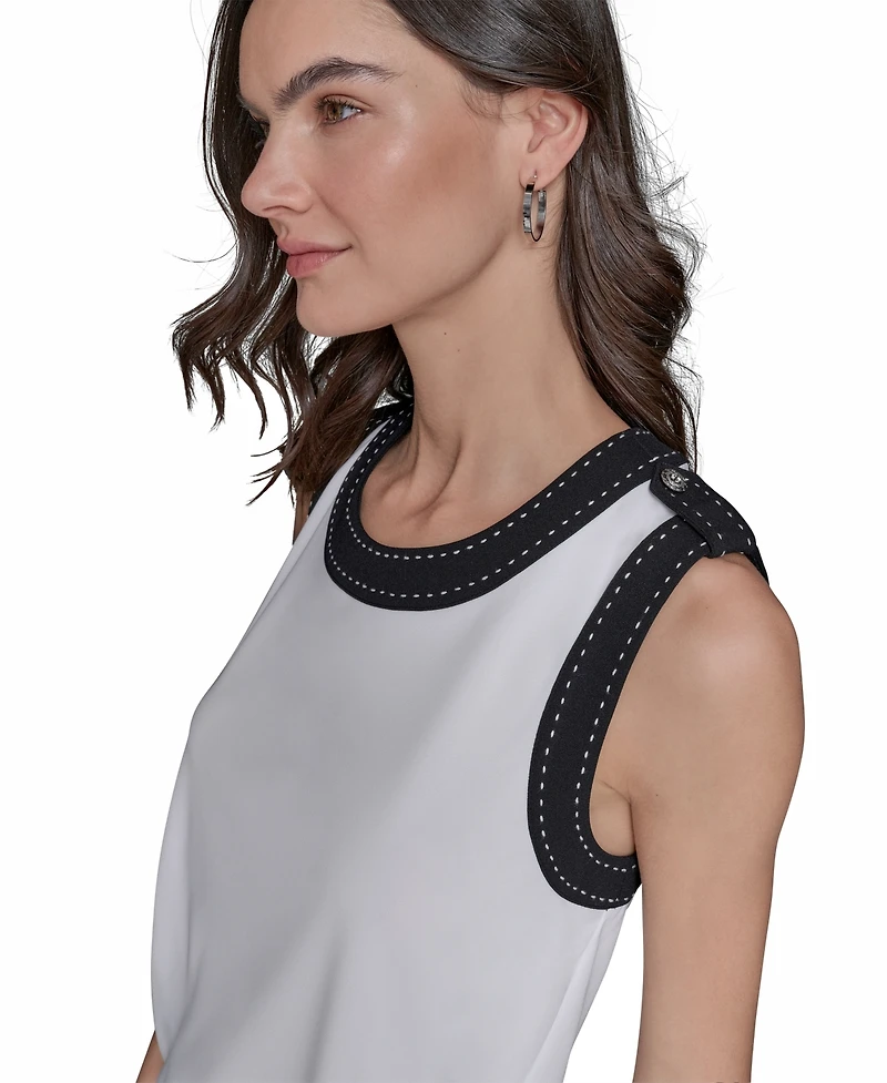 Karl Lagerfeld Paris Women's Contrast-Trim Sleeveless Top