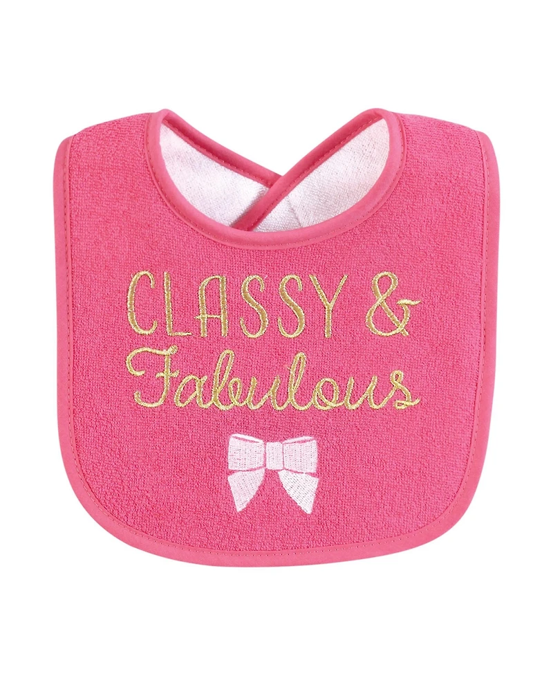 Hudson Baby Girls 4Pk Fiber Filled Bibs