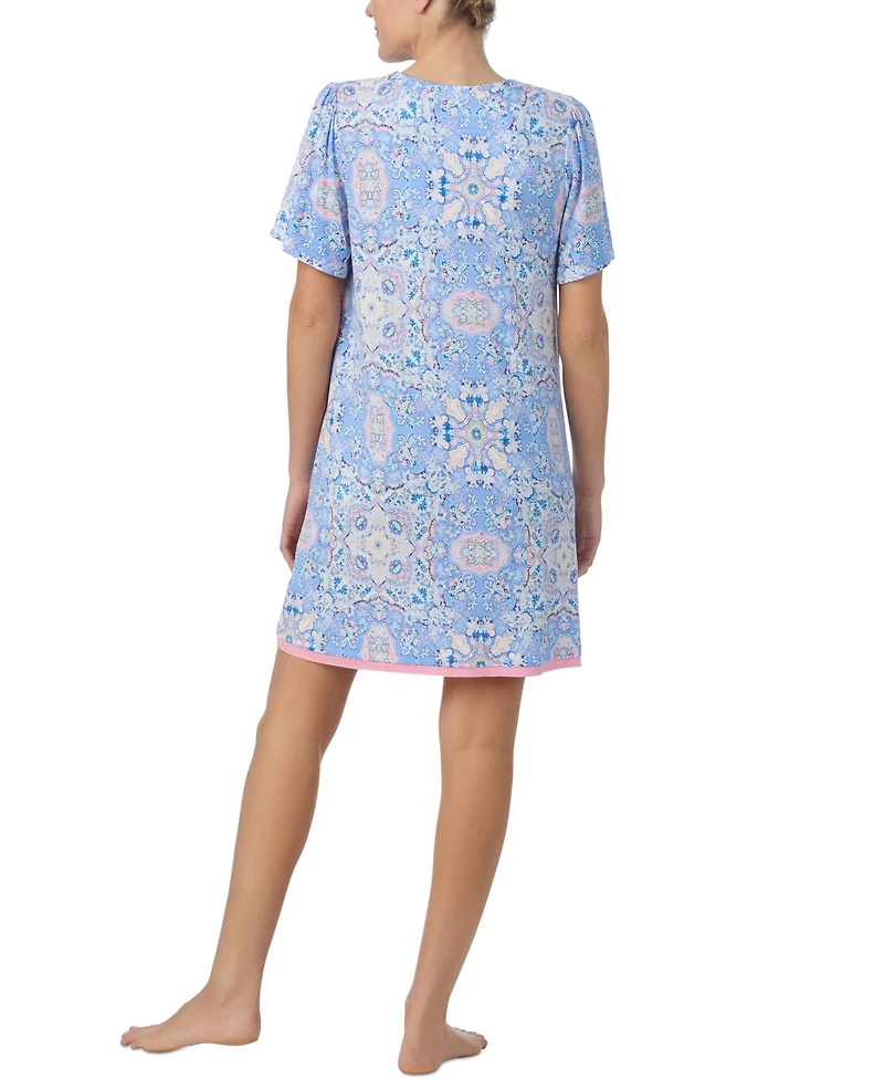Ellen Tracy Women's Printed Flutter-Sleeve Sleep Tunic