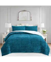 MarCielo Soft Flannel Bubble Comforter Set, 3-Piece Set – Fluffy Ultra Cozy, Warm, and Plush with 2 Pillowcase,King