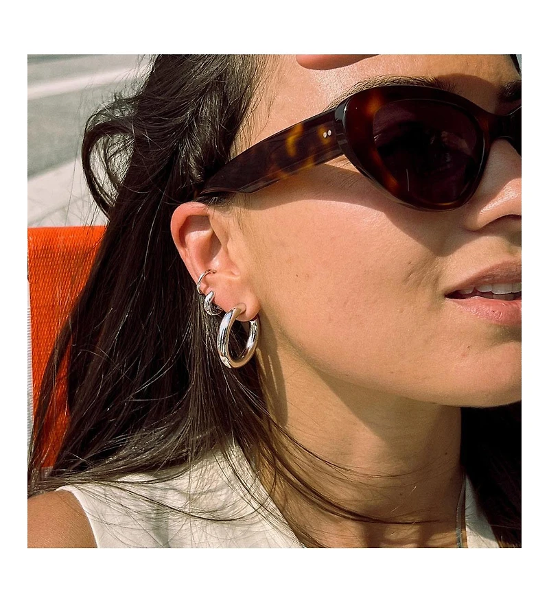 Ana Luisa Bold Huggie Hoops - Giulia Silver