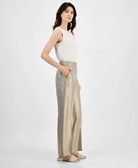 Kasper Women's Shimmer Twill Pull-On Wide-Leg Pants, Regular & Petite Sizes