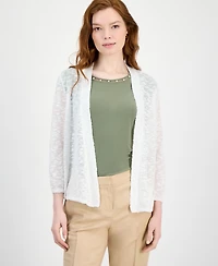 Kasper Women's Slub Yarn Open-Front A-Line Cardigan