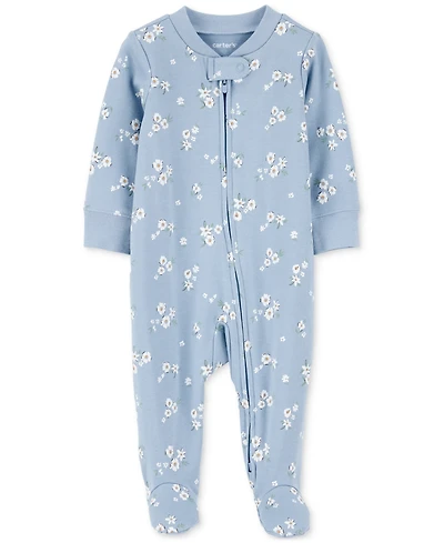 Carter's Baby Girls Floral 2-Way-Zip Cotton Sleep & Play Footed Coverall