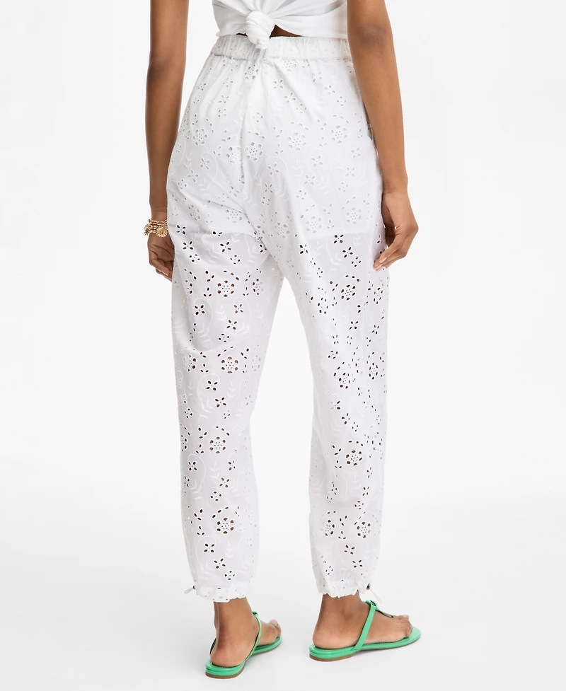 On 34th Women's Cotton Eyelet Pull-On Joggers, Exclusively at Macy's