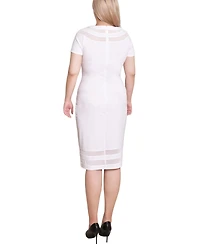 Ny Collection Petite Short Sleeve Dress with Mesh Insets