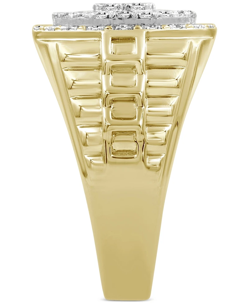 Men's Diamond Sunburst Link Textured Ring (1 ct. t.w.) in 10k Gold