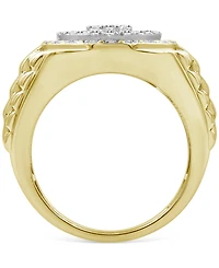Men's Diamond Sunburst Link Textured Ring (1 ct. t.w.) in 10k Gold