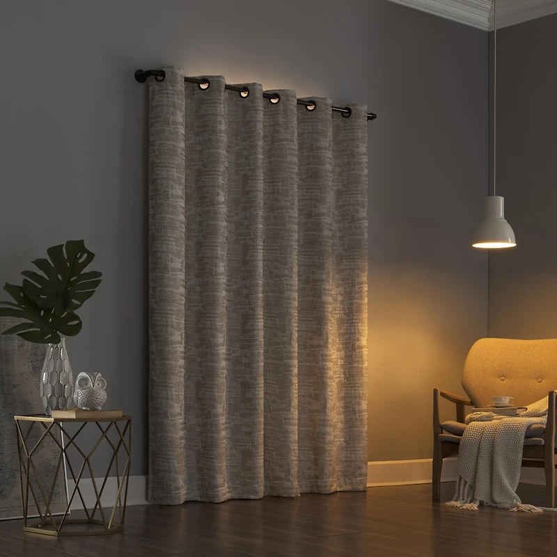 Parrish Distressed Grid Thermal Extreme 100% Blackout Grommet Curtain Panel