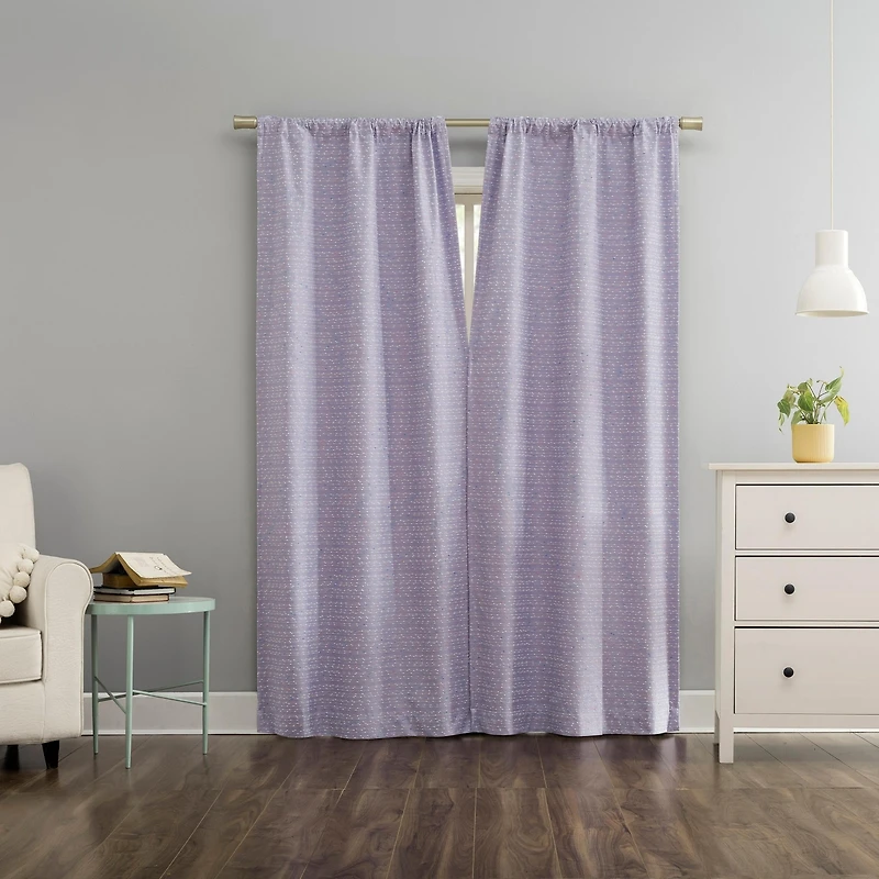 Sylo Generation Contrast Slub Magnetic Closure 100% Blackout Rod Pocket Curtain Panel