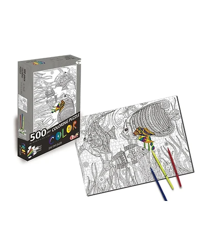 Fish 500 Piece Coloring Jigsaw Puzzle + 6 Markers