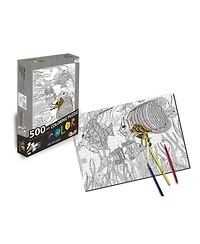 Fish 500 Piece Coloring Jigsaw Puzzle + 6 Markers