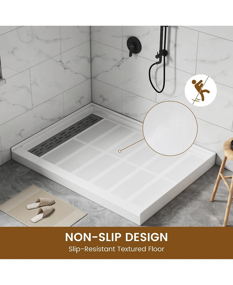 Casainc 60"W X 36"D Smc Single Threshold Shower Base Anti-Slip Shower Pan