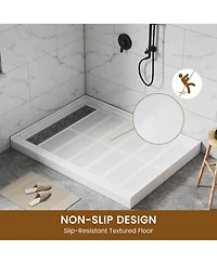 Casainc 60"W X 36"D Smc Single Threshold Shower Base Anti-Slip Shower Pan