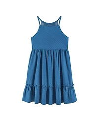 Andy & Evan Big Girls Toddler/Child Blue Swiss Dot Dress