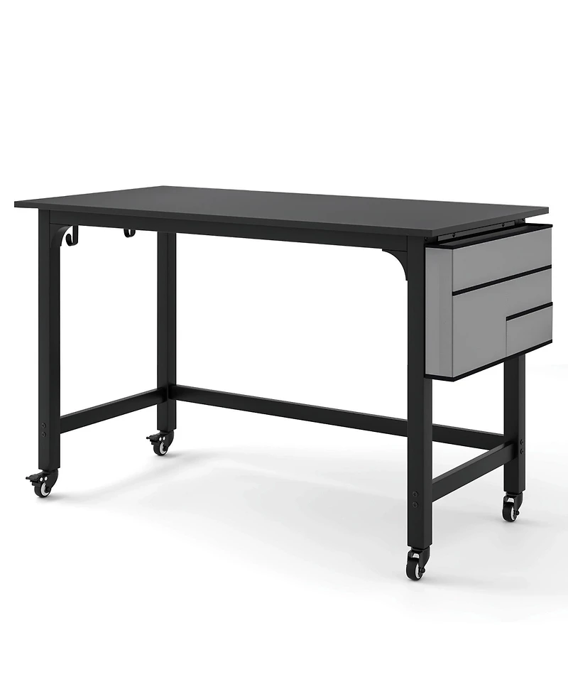 48 Inch Mobile Computer Workstation with 4 Smooth Casters