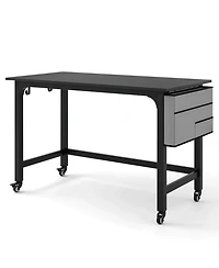 48 Inch Mobile Computer Workstation with 4 Smooth Casters