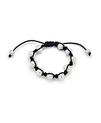 Bling Jewelry White Baroque Freshwater Pearl Strand Bracelet with Black Cord String