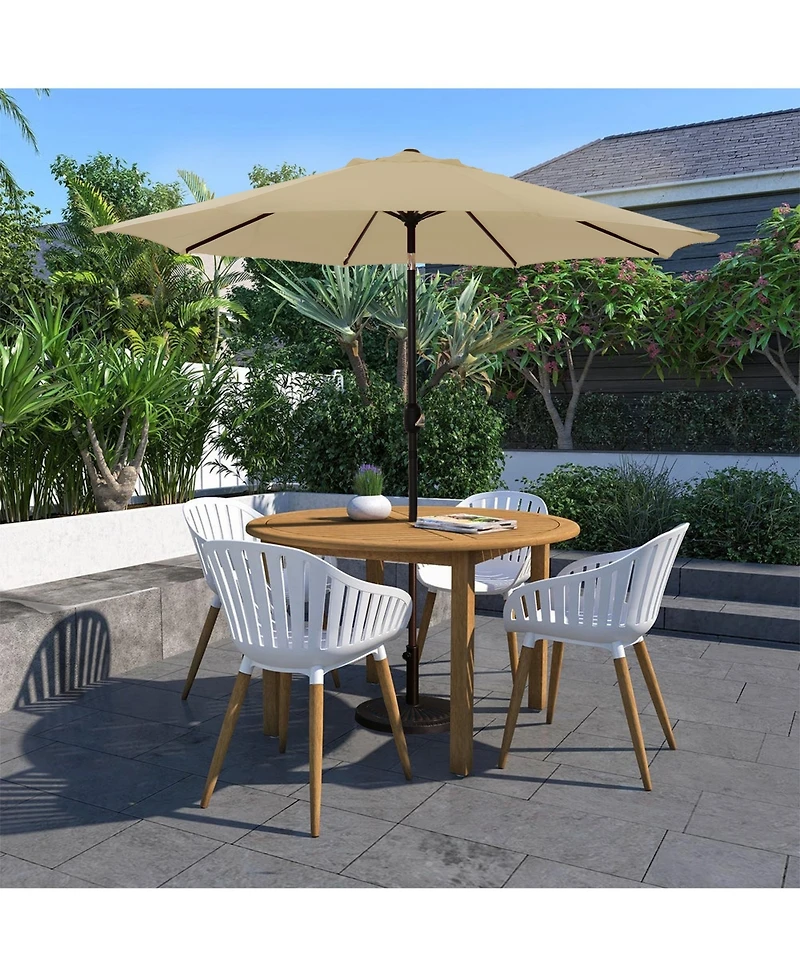 9ft Outdoor Patio Market Umbrella with Push Button Tilt and Crank in Blue