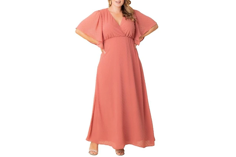 Kiyonna Plus Carmella Flutter Sleeve Gown
