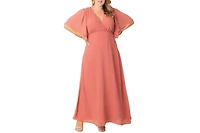 Kiyonna Plus Carmella Flutter Sleeve Gown