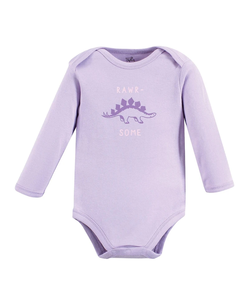 Touched by Nature Baby Girls Soft Natural Cotton Long-Sleeve One-Piece Essentials