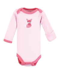 Luvable Friends Baby Girls Preemie Long Sleeve Bodysuits 3pk - Foxy