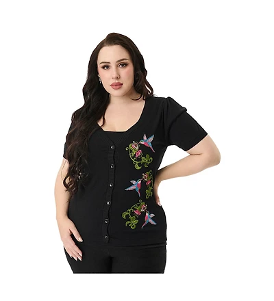 Unique Vintage Plus Size 1950s Embroidered Cardigan