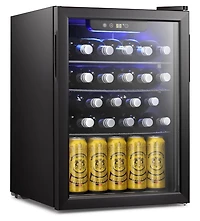 Zafro 24 Bottle Wine Cooler/Cabinet Beverage Refrigerator Small Mini Wine Cellar Beer Soda Clear Glass Door Bar Fridge Quiet Operation Compressor Adju