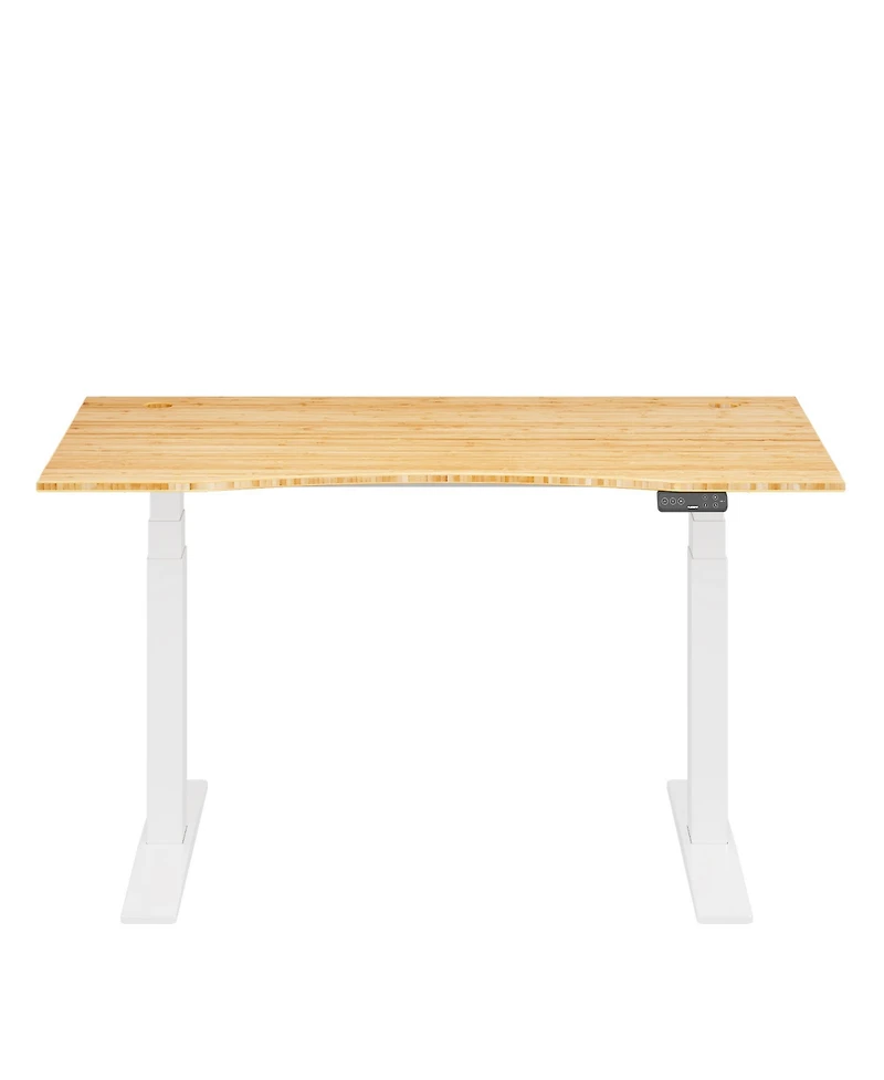 Flexispot E7-commercial W Electric Adjustable Standing Desk, Curved Bamboo Top