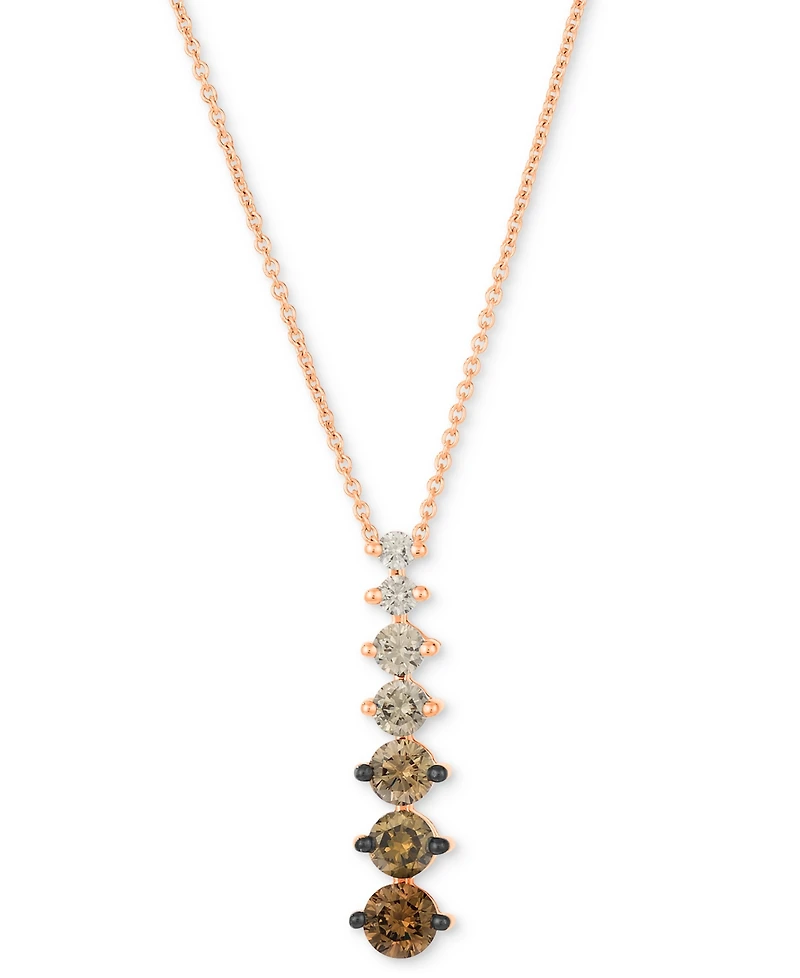 Le Vian Chocolate Ombre Diamond Vertical Graduated Adjustable 20" Pendant Necklace (3/4 ct. t.w.) in 14k Rose Gold