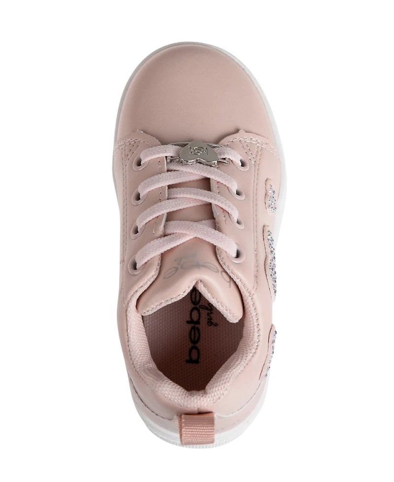 Bebe Toddler Girls Heart Lace with Court Sneakers