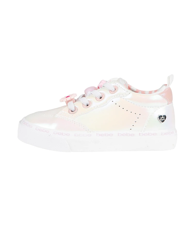 Bebe Toddler Girls Printed Flower Lining with Charms Sneakers