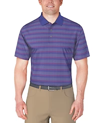 Pga Tour Men's Short Sleeve Jacquard Striped Golf Polo Shirt