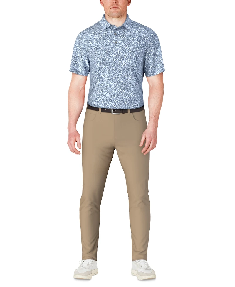 Pga Tour Men's Short Sleeve Micro Geo Print Golf Polo Shirt