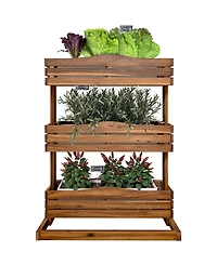 Seville Classics Acacia Wood 3-Tier Vertical Garden Planter