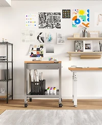 Seville Classics Home Stainless Steel Worktable Cart with Solid Wood Top