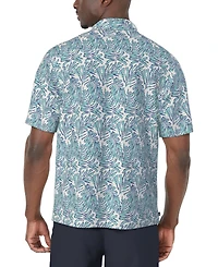Pga Tour Men's Short Sleeve Seersucker Palm Print Golf Polo Shirt