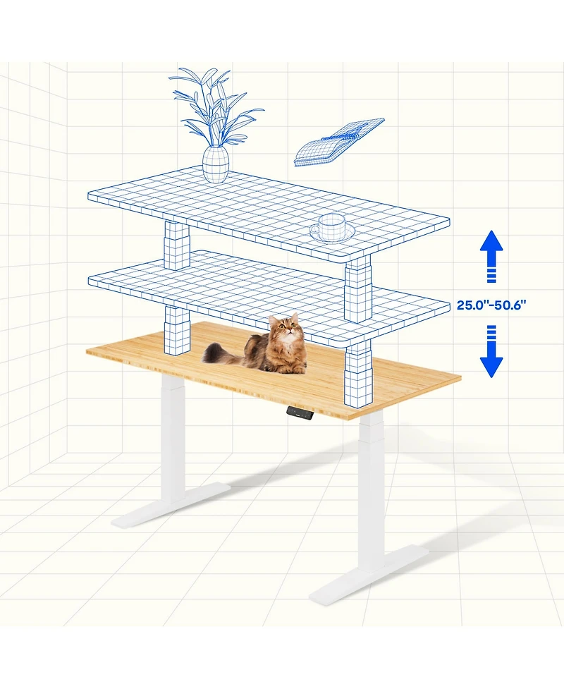 Flexispot E7-commercial W Electric Adjustable Standing Desk, Bamboo Top