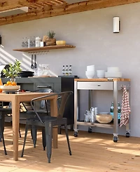 Seville Classics Home Stainless Steel Worktable Cart with Solid Wood Top