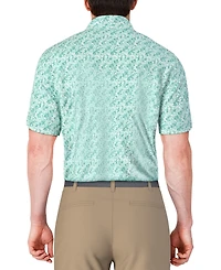 Pga Tour Men's Short Sleeve Botanical Print Golf Polo Shirt